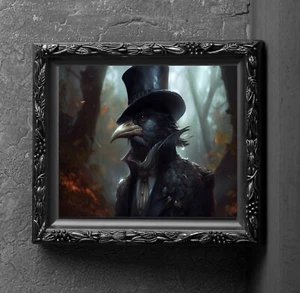 Victorian Raven Gothic Art Print Wall Hanging Poster Picture Photo Halloween - Picture 1 of 5