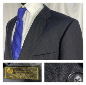 John W Nordstrom Loro Piana Four Seasons Wool Jacket Sport Coat Black 48 - Picture 1 of 19