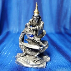 Teacher's Pet Wizard and Dragon Miniature Pewter Rawcliffe US Made NEW - Picture 1 of 12
