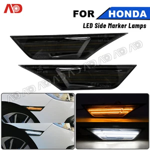 2X LED Side Marker Signal Light Parking Lamp Smoked Lens For 2016-23 Honda Civic - Picture 1 of 9