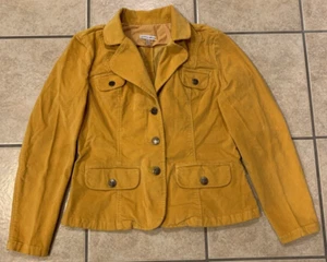 Women's 8 Fashion Bug Yellow Stretch Corduroy Blazer Coat - Picture 1 of 4