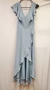 JJ House Rüschenkleid Hochzeit & besondere Anlässe in Dusty Blue Größe 2 Neu mit Etikett - Bild 1 von 12