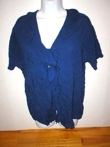 New Womens Express Top Dark Navy Blue XS Nice Work School Blouse SS Viscose - Picture 1 of 9