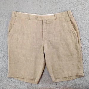 Ballin Shorts Men 40 Beige 100% Linen Classic Fit Flat Front Slash Pockets Chino - Picture 1 of 15