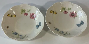 2 Lenox Butterfly Meadow Scalloped Edge 6 3/4” Soup Salad Cereal Dessert Bowls - Picture 1 of 8
