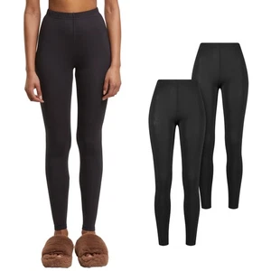 Urban Classics Ladies Bamboo Leggings 2-Pack Woman Sport Trousers Long Novelty - Picture 1 of 20