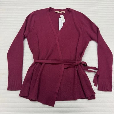 NWT Soft Surroundings Women's Sparkle Dark Fuchsia Clare Wrap Sweater Size L - Image 1 of 4