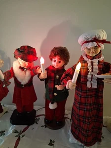 Menge 8 animierte bewegliche Jungen/Mädchen Caroler mit Kerze Weihnachten Puppen Vintage  - Bild 1 von 21