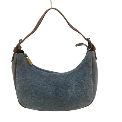 Celine Macadam Embossed Blue Suede Half Moon Shoulder Bag Vintage Authentic - Image 1 of 4
