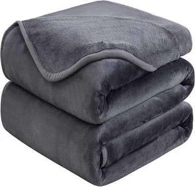 HOZY Soft Blanket Twin/Twin XL Fleece Twin (90-Inch-by-66-Inch), Dark Grey  - Image 1 of 4