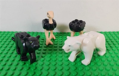 LEGO City Lot of 4 WILD ANIMALS Polar Bear Black Panther & 2 Ostrich ~ Cat - Image 1 of 3