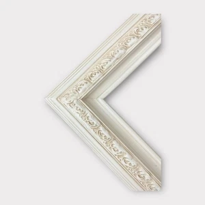 20 x 24 In stock-Custom wood frame with compo ornate trim, IVORY FINISH frame - Picture 1 of 10