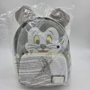 Disney Parks Loungefly Backpack Figaro Cat Womens Gray White Sherpa Mini Bag New - Picture 1 of 14