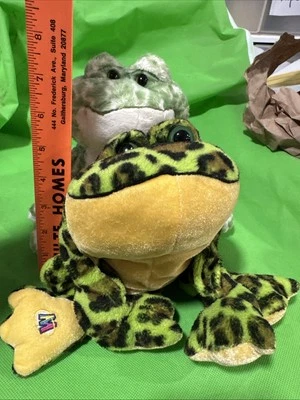 Ganz Webkinz Bullfrog Spotted Green Black Plush Stuffed Animal No Codes 8" Lot 2 - Image 1 of 4