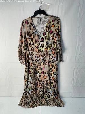 NWT Anthropologie Multicolor Animal Print Women's Wrap Style Dress, Sz. MP - Image 1 of 3