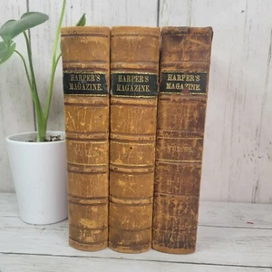 Antique Harper Monthly Magazine Bound Book 1860s vol 36,37,38 - Picture 1 of 12