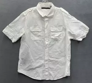 Sean Jean Mens Button Up Shirt Edi All Linen Blend All White Party Large - Picture 1 of 15
