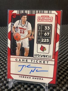 2020 Panini Contenders Draft Picks Jordan Nwora RC Game Ticket Auto BUCKS