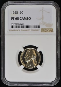 1955 Jefferson 5c Nickel NGC PF 68 Cameo - Picture 1 of 2