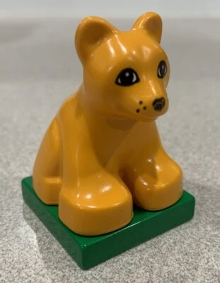 Lego Duplo Part 2334 Lion Cub on Base - Med Orange   #DP54 - Image 1 of 2