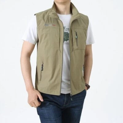 Men's Outdoor Casual Vest Spring Summer Multi-pockets Tactical Waistcoat Lar - Image 1 of 4