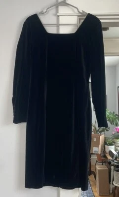Vintage Laura Ashley dress 10 Velvet Velour Black - Image 1 of 4