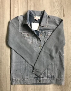 Quacker Factory Womens Sz XS Jean Sweater Combo Jacket Blue NWT - Picture 1 of 8