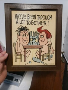 Vtg 60'S NU-DELL WINO BEER DRUNK Nude DRINKING BUDDIES Man Cave Bar SIGN FAIR - Picture 1 of 10