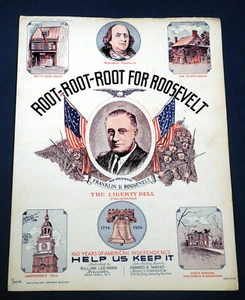 Rare Vtg 1936 Sheet Music Root Root Root for Roosevelt Campaign Song President - Picture 1 of 7