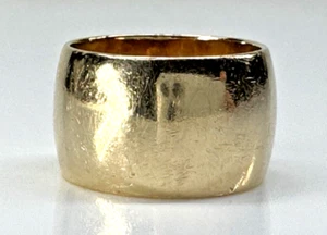 Vintage Estate 14k Yellow Gold Wide Plain Wedding Band Ring Sz 5.75 9.6g 11.5mm - Picture 1 of 6