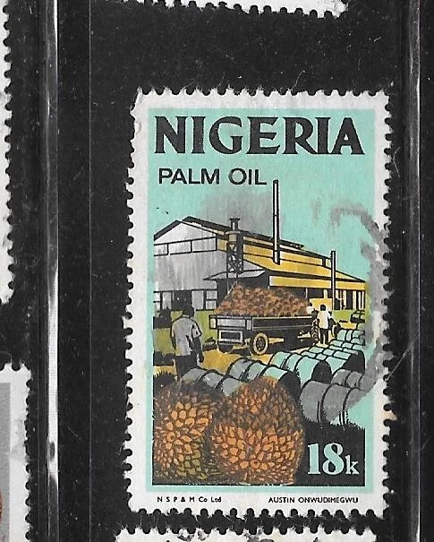NIGERIA SC# 300a 1973 18K ACEITE DE PALMA GRANDE DEFINITIVO ANTIGUO VINTAGE USADO SELLO EN MUY BUEN ESTADO Foto 1 de 1