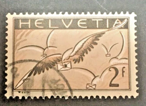Switzerland C15 Bird Carrying Letter 2 Franc Air Mail Stamp Very Fine Used - Picture 1 of 3