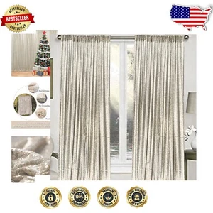 4FTx8FT Champagne Sequin Curtains - Perfect for Weddings, Baby Showers & More - Picture 1 of 11