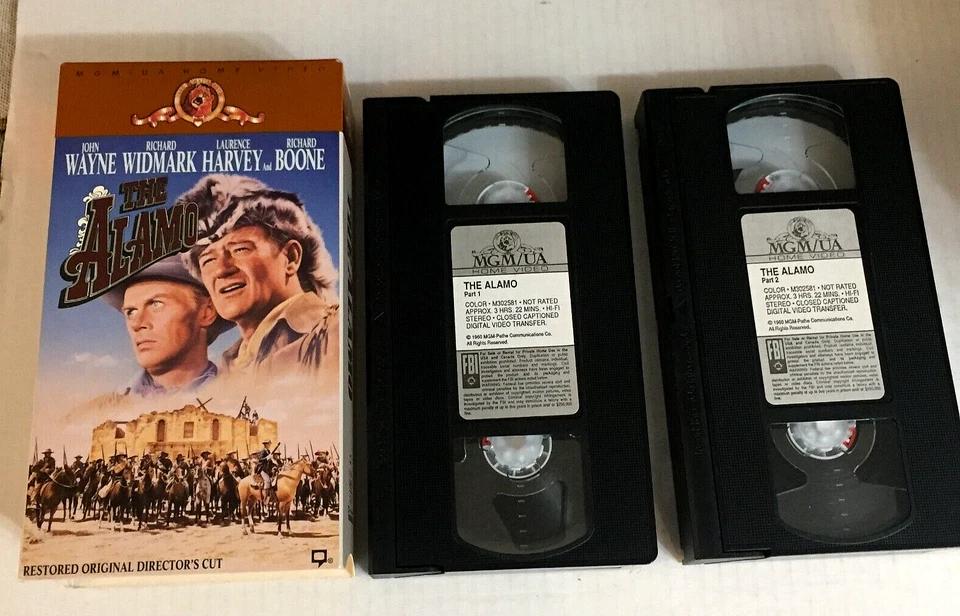 Набор из 2 видеокассет Alamo John Wayne VHS доставка в тот же день с отслеживанием - Изображение 1 из 2