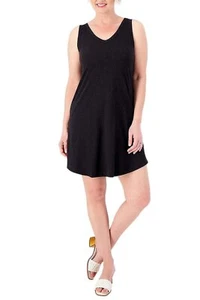 Candace Cameron Bure Petite Sunkissed V-Neck Dress Black - Picture 1 of 1