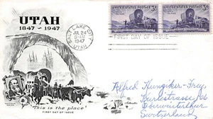 950 3c Utah, Artmaster Gütesiegel Auslandsziel in die Schweiz [112484] - Bild 1 von 1