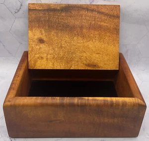Vintage Koa Wood Hawaii A.R.A. Jewelry Box w/ Black Velvet - 9.75" x 7.4" x 3.9" - Picture 1 of 23