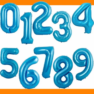 XL Folienballon 80 cm Zahl 0-9 Blau Party Nummer groß Geburtstag Luftballon - Bild 1 von 2