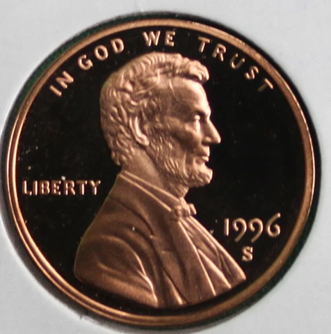 1996 S Lincoln Penny One-Cent Proof U.S. Mint Coin 1c from Proof Set Cover
