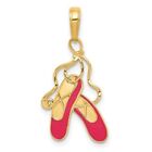14k Yellow Gold Enameled Ballet Slippers Charm approx 3/4" tall