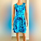 Enfocus Studio Teal Aquamarine Floral A-Line Sleeveless Above Knee Dress Size 10