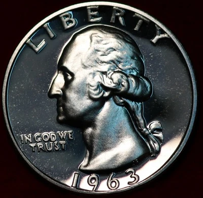 Uncirculated Proof 1963 Philadelphia Mint Silver Washington Quarter - Image 1 of 2