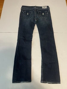 True Religion Bootcut Jeans Women's Size 30 Dark Blue Billy Flap Made in USA - Picture 1 of 12