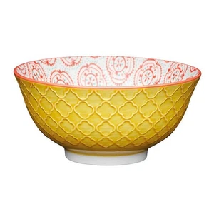 KitchenCraft 16cm Ceramic Bowl Bright Yellow Floral - Picture 1 of 2