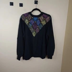 Vintage 80's Hanes Her Way Bedazzled Sweatshirt Size XL - Picture 1 of 8
