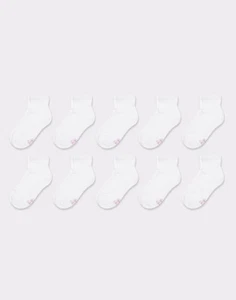 Hanes Girls' White Ankle Socks 10-Pack - Picture 1 of 2