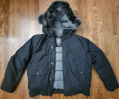 Chaqueta Parka Timberland Talla XXL Negra Puffer con Capucha de Piel Extraíble Nueva Sin Etiquetas Foto 1 de 4