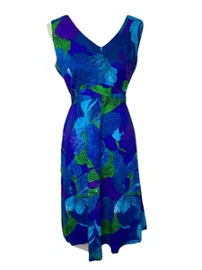 Vintage Retro Koralle Harriet’s Damen Kleid Größe 40 Brustumfang Made In Hawaii Blau - Bild 1 von 8