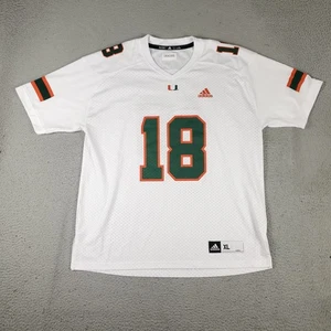 Adidas Miami Hurricanes Jersey Mens XL White Green 18 Football UM Pullover - Picture 1 of 9