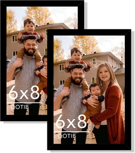Paquete de 2 marcos de fotos negros 6X8 - marcos de fotos para colgar en la pared y de mesa - Imagen 1 de 12